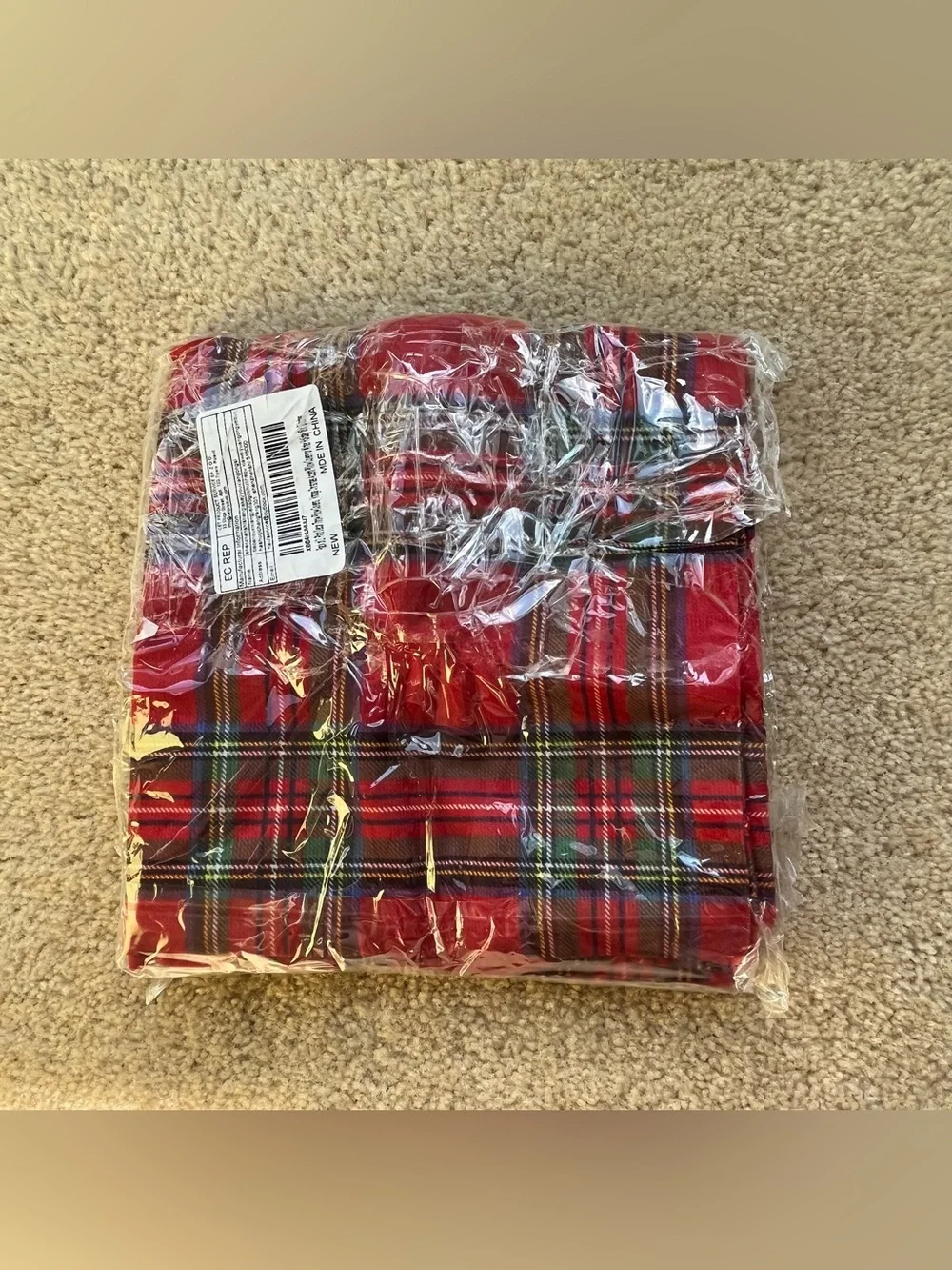 NEW Set of 2 Red Plaid Polyester Flannel Pillow Covers - 18”x18” - Covers Only